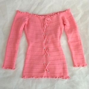 Pink Off-the-shoulder Top